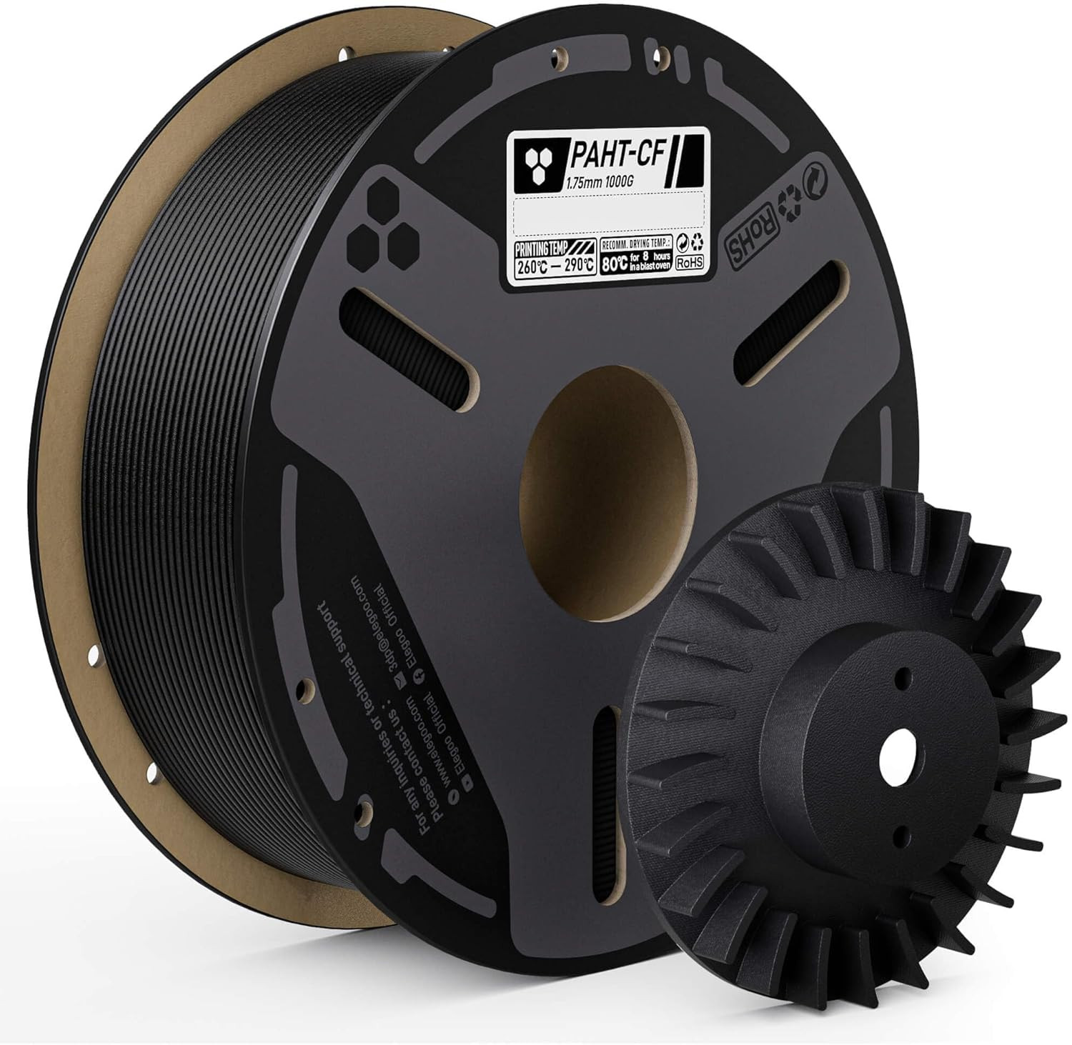 ELEGOO Carbon Fiber PAHT Filament 1.75Mm Black 1KG, Nylon CF High Temp 3D Printi