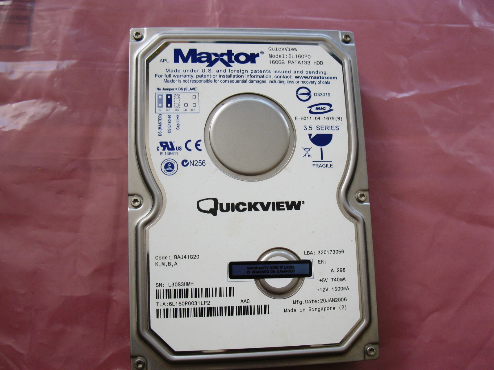 Maxtor Quickview PATA133 HDD 160GB IED 7200 RPM