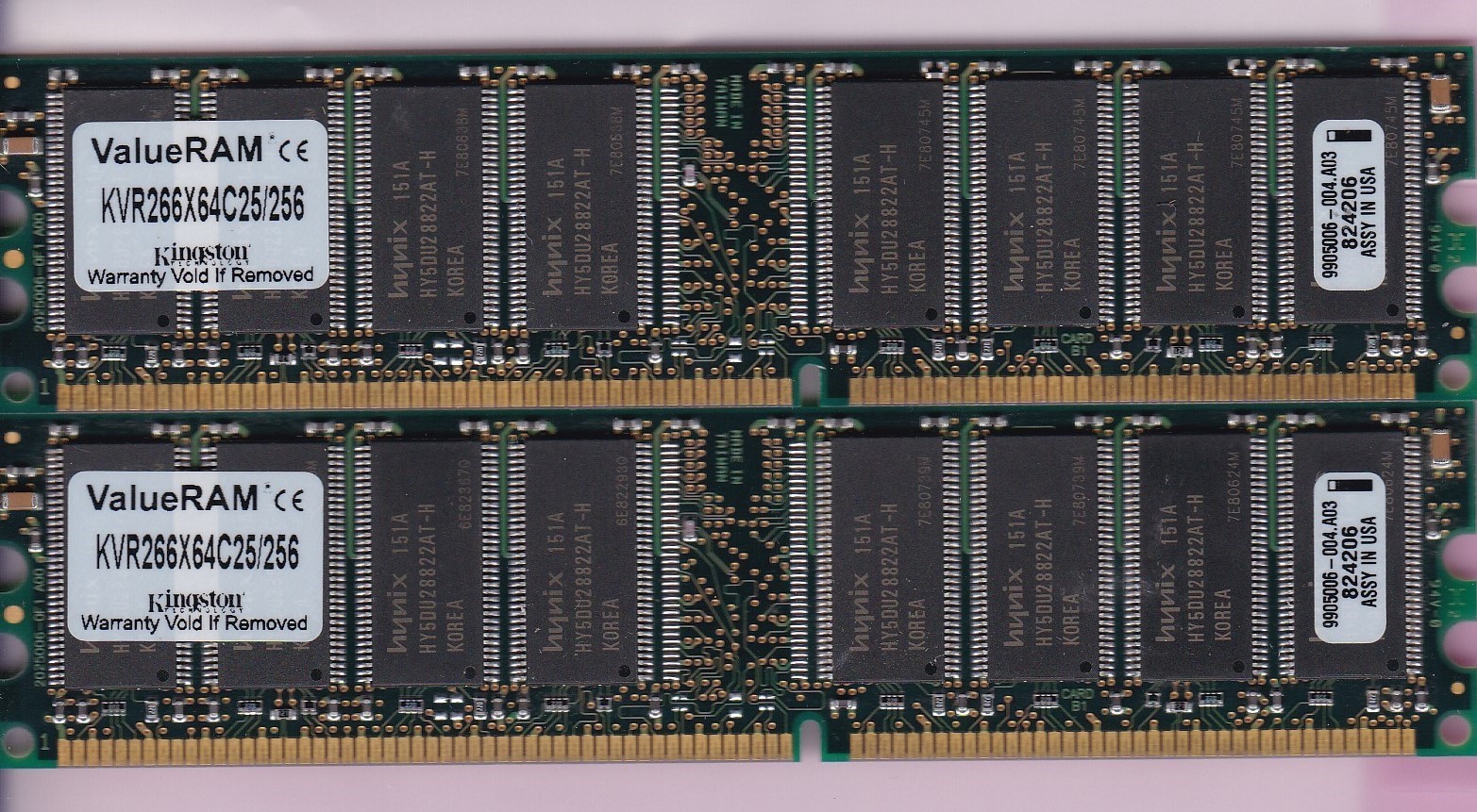 512MB 2x256MB PC-2100 KINGSTON KVR266X64C25/256 DDR1 HYNIX DDR-266 Memory Kit