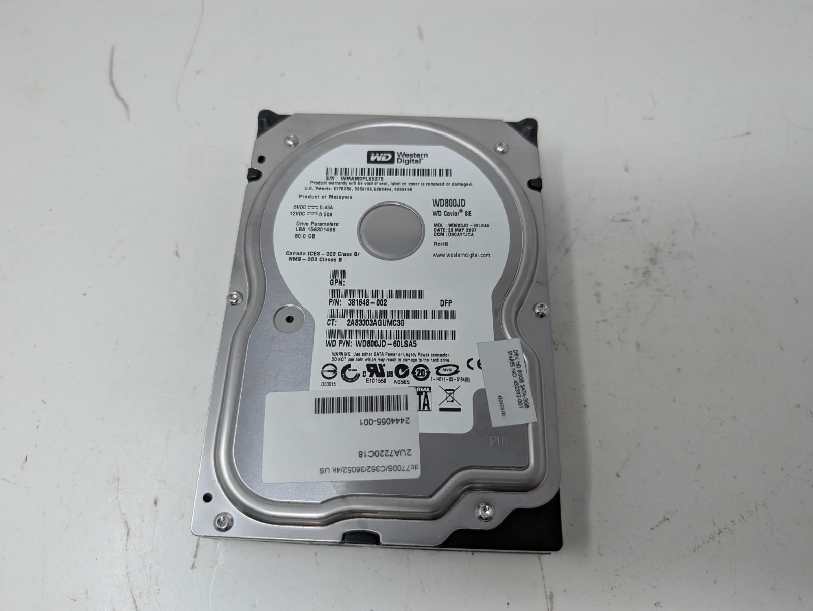 Western Digital WD800JD-60LSA5 80GB 7200RPM SATA Hard Drive (239)