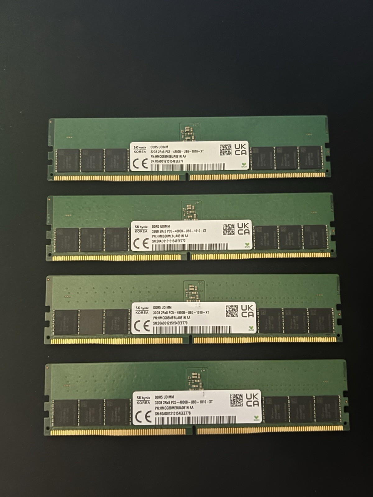 SK hynix DDR5 UDIMM 4x32GB RAM Modules 128GB PC5-4800 288-Pin