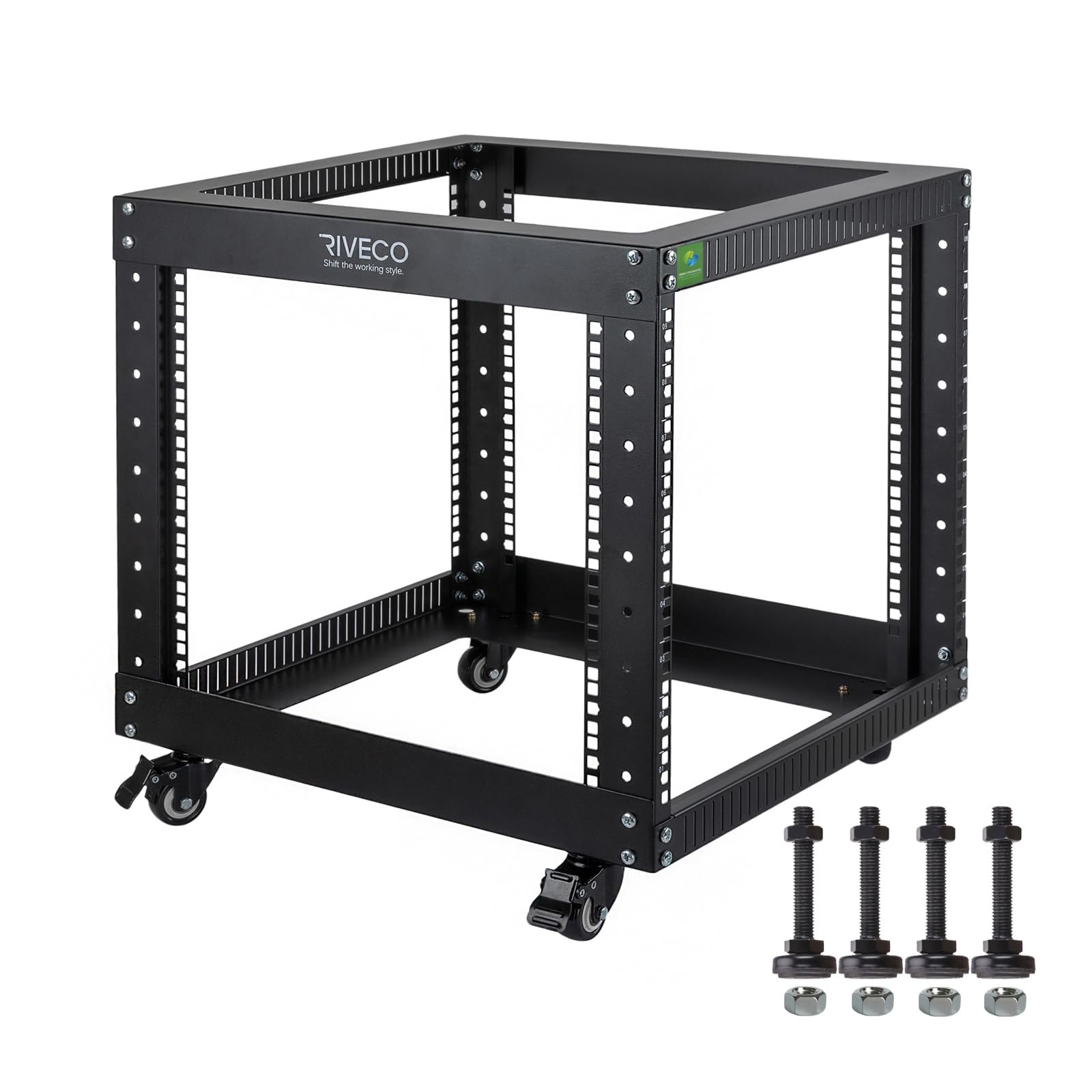9U 19 Inch Open Frame Server Rack Black