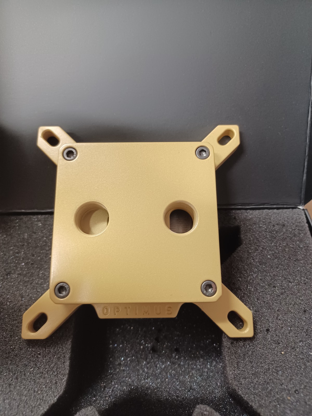 Optimus Foundation CPU Block - Intel - Nickel Cold Plate - Cerakote Glacier Gold