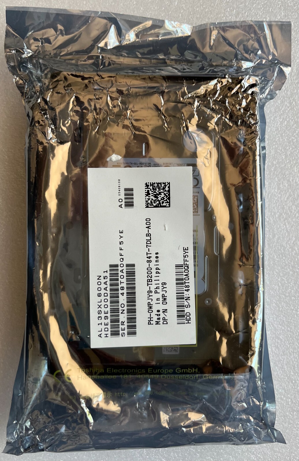 WPJY9 DELL TOSHIBA AL13SXL600N 600GB 6Gbs 15K 3.5'' SAS HDD W348K W347K