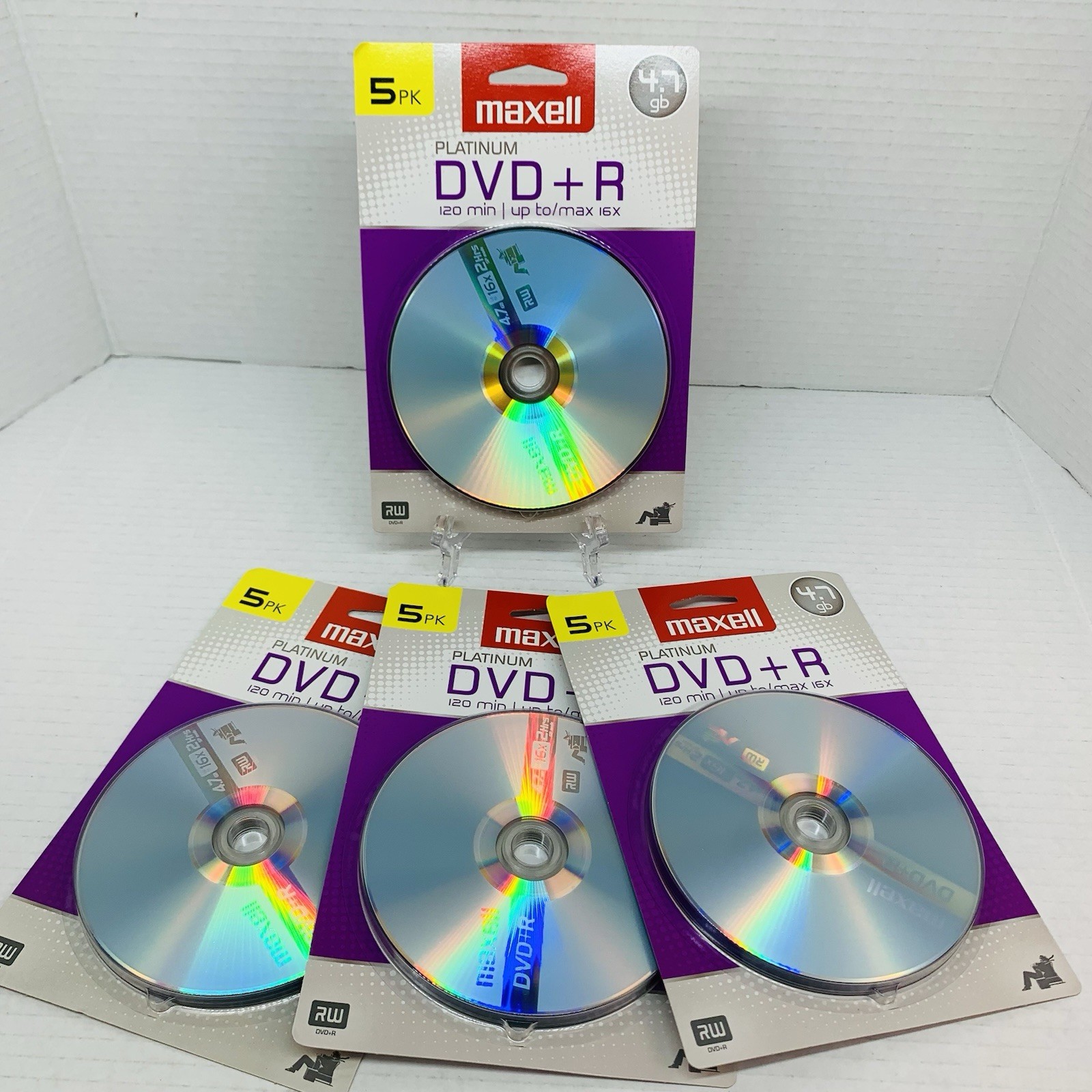 Maxell Platinum Lot Of 4, DVD+R 5 Packs 4.7GB 120 Minutes RW New Sealed 20 Total