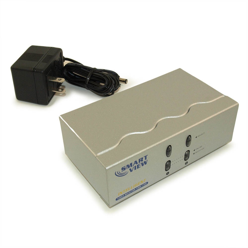 2-Port VGA Switch Push Button, 250MHz, 1920x1440, VGA HD15 Female Selector Box