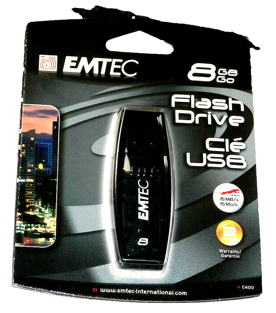 NEW SEALED PORTABLE MEMORY STORAGE EMTEC 8 GB GO SEE THRU 2.0 USB FLASH DRIVE