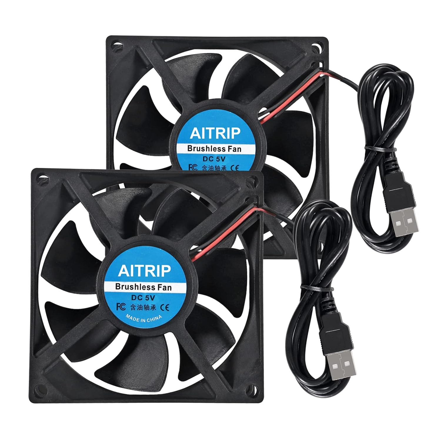 2PCS 80Mm USB Fan 5V Brushless 8025 80X25Mm for Cooling DIY PC Computer