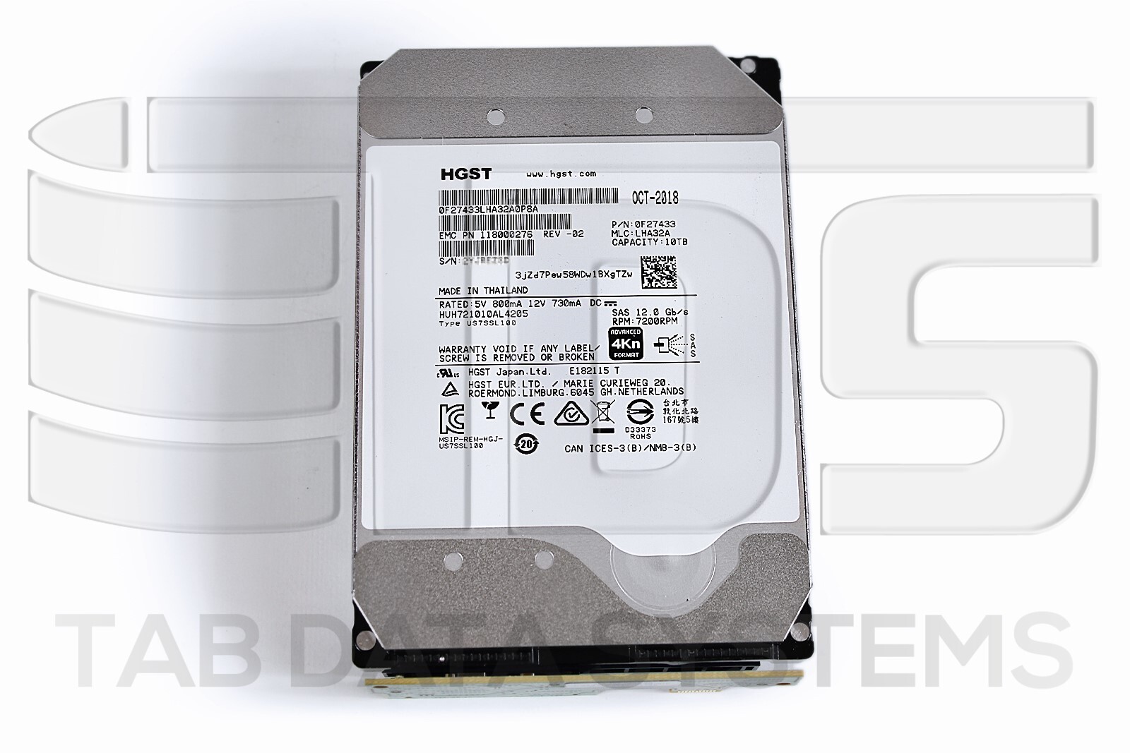 EMC Isilon 005052142 10TB 7.2K 6Gbps 3.5" SAS SED HDD A2000 118000276-02 