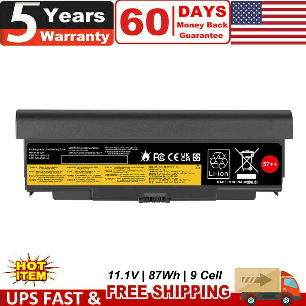 9 Cell Battery 57++ For Lenovo ThinkPad T440p T540p W540 L440 L540 0C52864 F