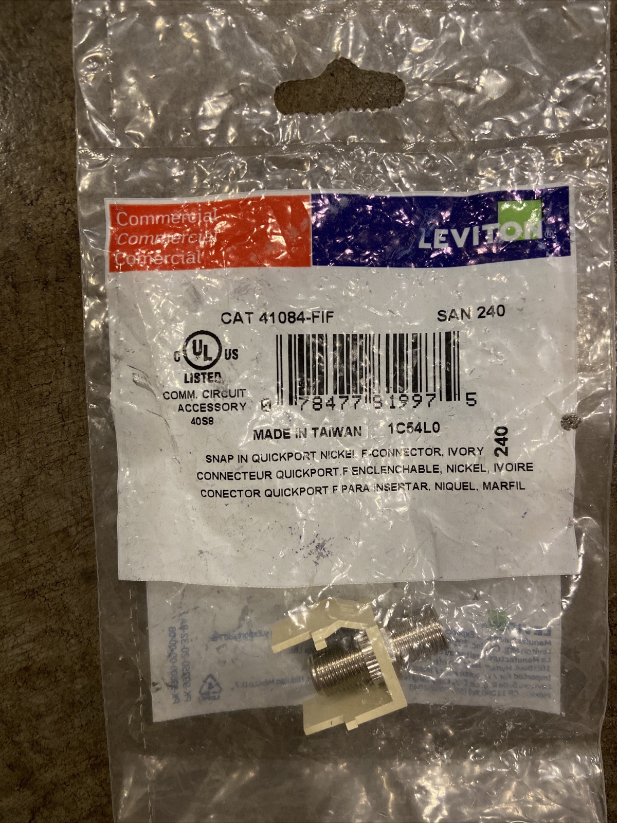 Leviton Cat 41084-FIF San 240 Snap-In Quickport Nickel F-Connector- New