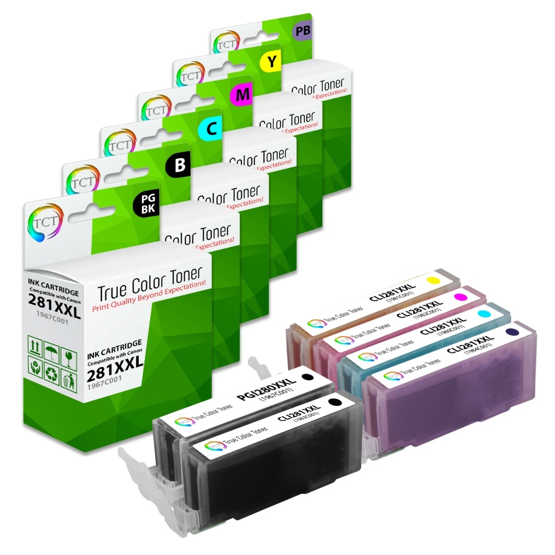 6PK TCT Premium PGI280 PGB CLI281 BCYM PB HY Compatible for Pixma TR7520 Ink