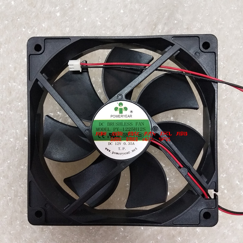 1PC  2-wire Cooling Fan   PY-1225H12S 12V 0.35A 12CM 12025