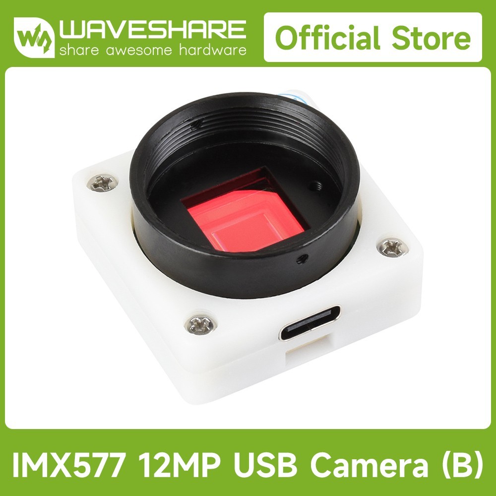 Waveshare IMX577 12MP USB Camera (B), 3840 × 3024, Plug and Play, Supports C/CS