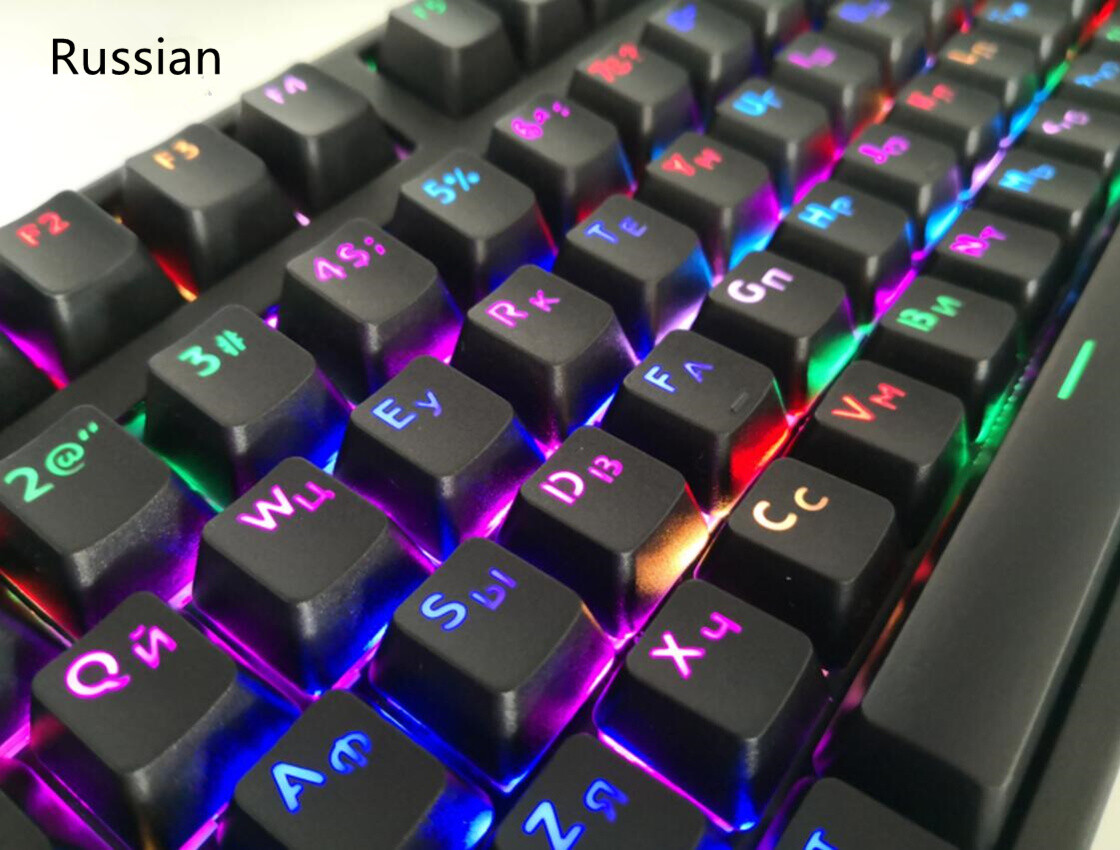 104 Key Korean Russian Backlit Keycap OEM Profile Keycaps for Cherry MX Keyboard