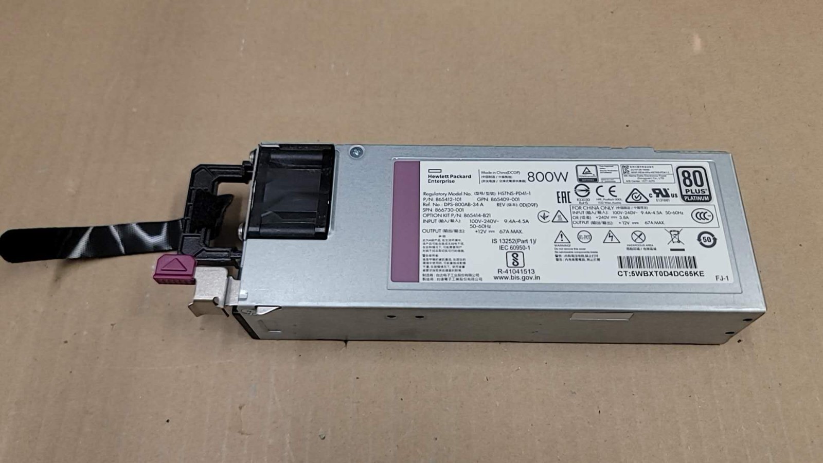 HPE 800W Flex Slot Platinum Power Supply ProLiant G10 865414-B21 866730-001 PD41
