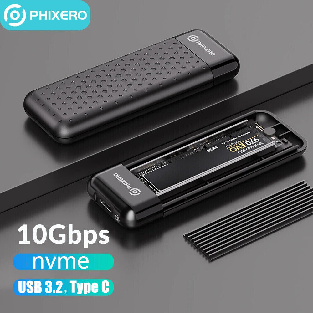 PHIXERO M.2 NVMe SSD Enclosure USB3.2 Type C 10Gbps External SSD Case M.2 Reader