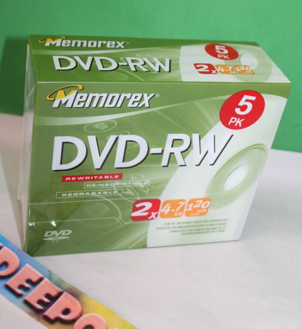 Memorex DVD-RW 5 Pack 2x 4.7GB 120 Min Video Sealed