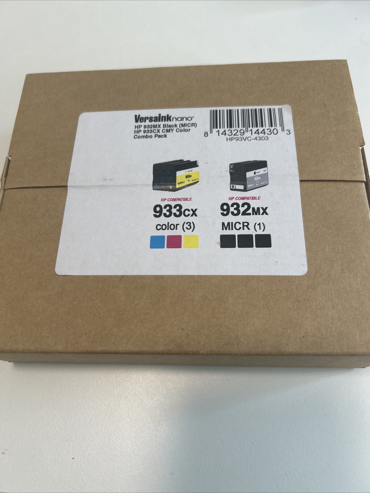 VersaInk-nano HP 932 MX Black MICR Ink & 933 CX Color Cartridge For Check Print
