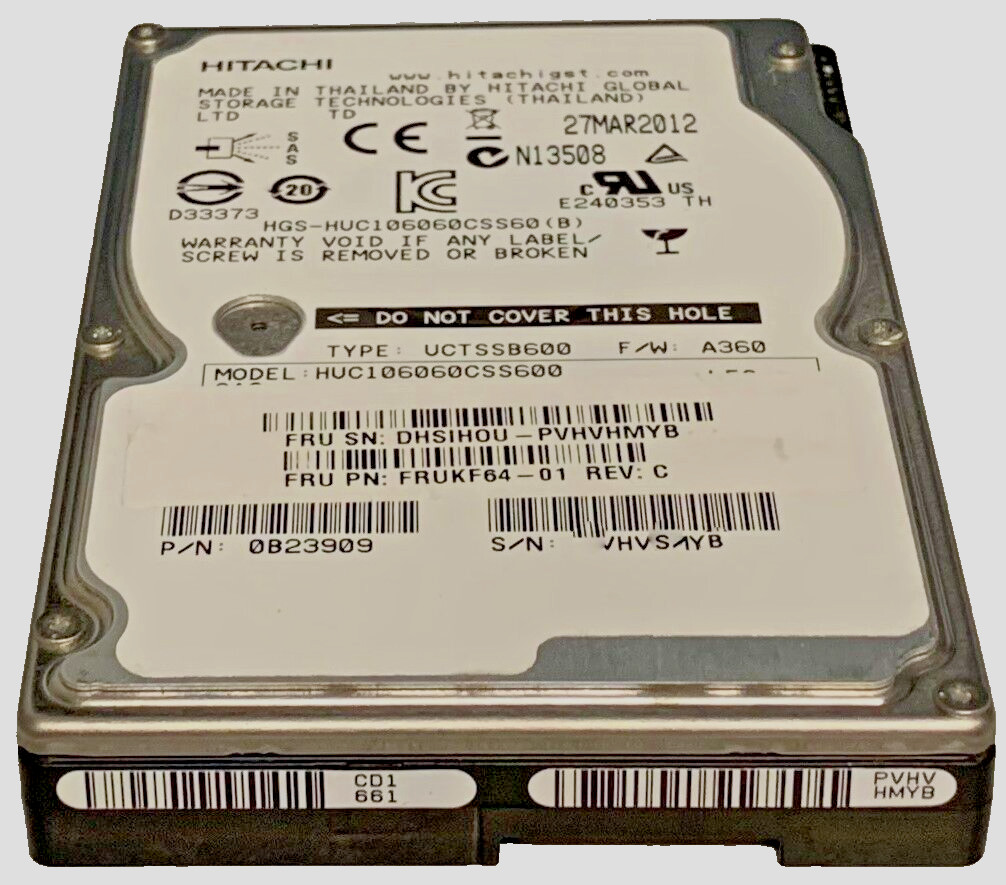 QTY 4 Hitachi 600GB 2.5" SAS HDD FRUKF64-01 0B23909