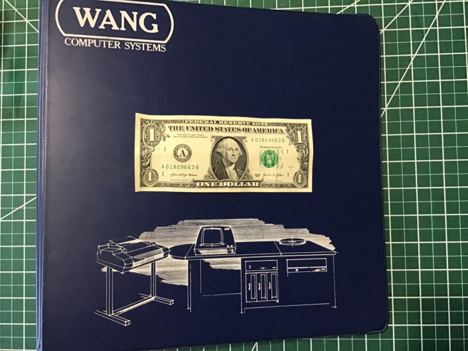 WANG 3-Ring Binder.  WANG Computers / WANG Labs.  Hard cover 3-ring BINDER.