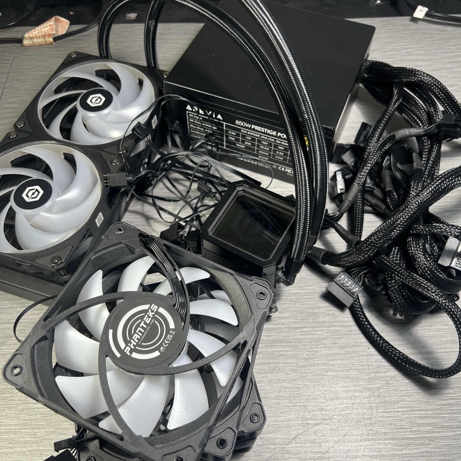 Cyberpower PC Liquid AIO Cooler 240mm ,APEVIA 850w Power Supply + 4 Cooling Fans