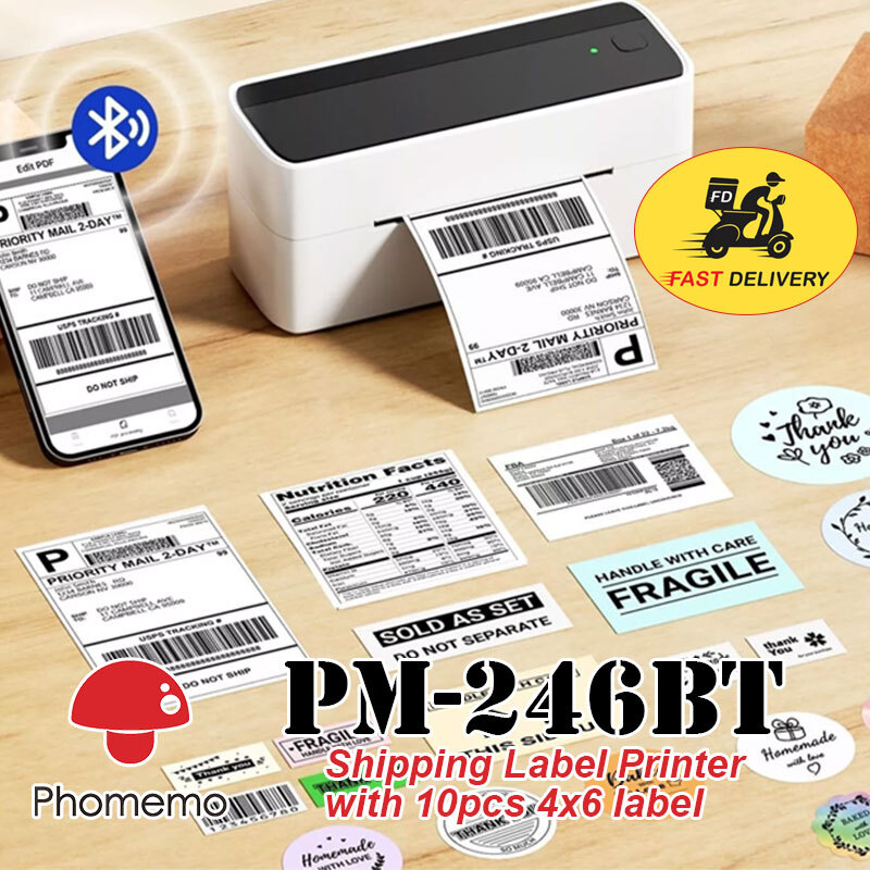 HOT 4x6 Bluetooth Thermal Label Printer +20 Address Shipping Label for USPS UPS