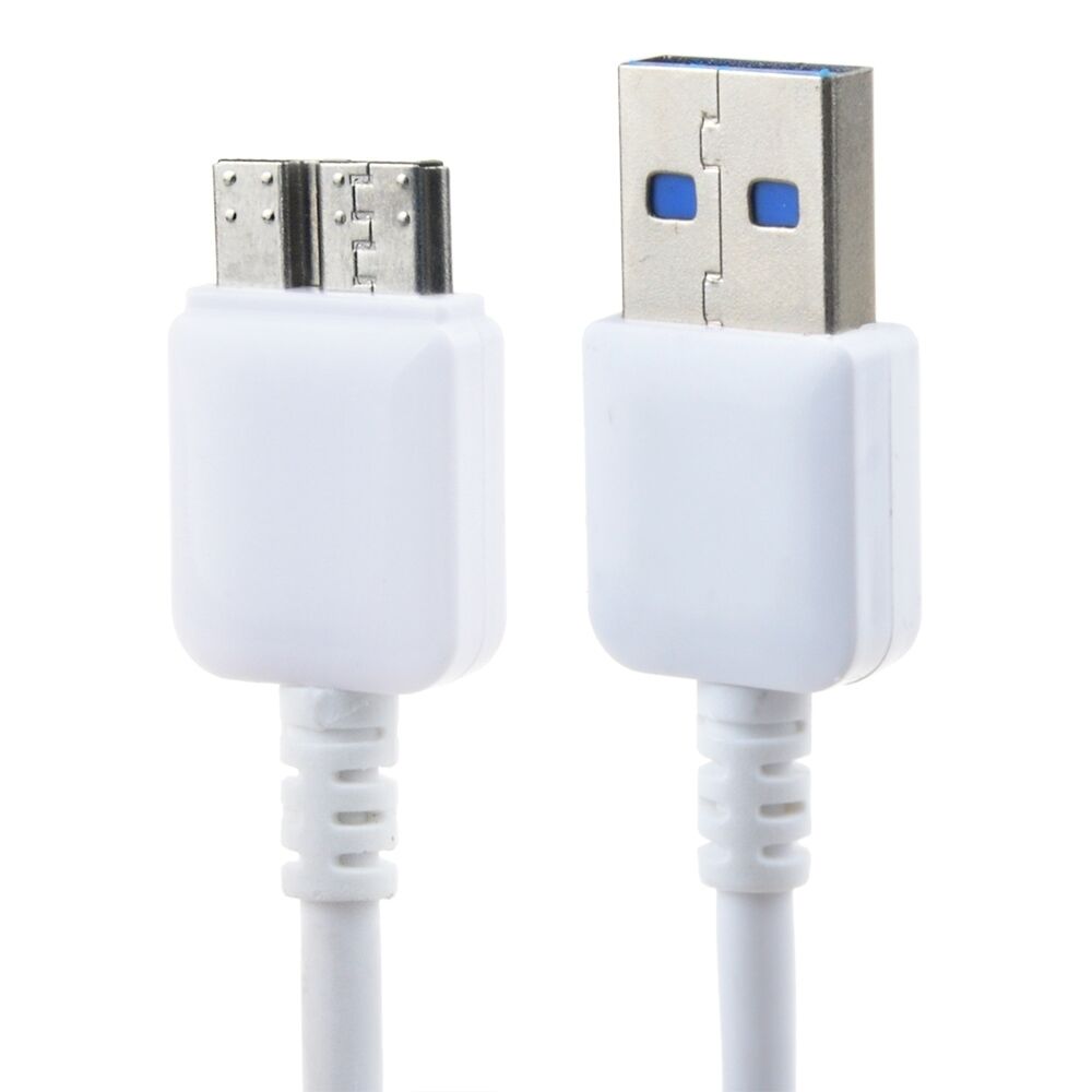 White USB 3.0 Charger Data Cable Cord For EMC Iomega eGo 1TB 35056 Hard Drive