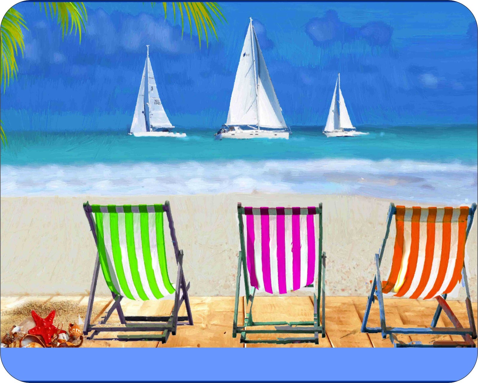 Sandy Beach Chairs SAil Boats Galaxy Milkyway  Mouse Pads Photo Art Gaming Pads