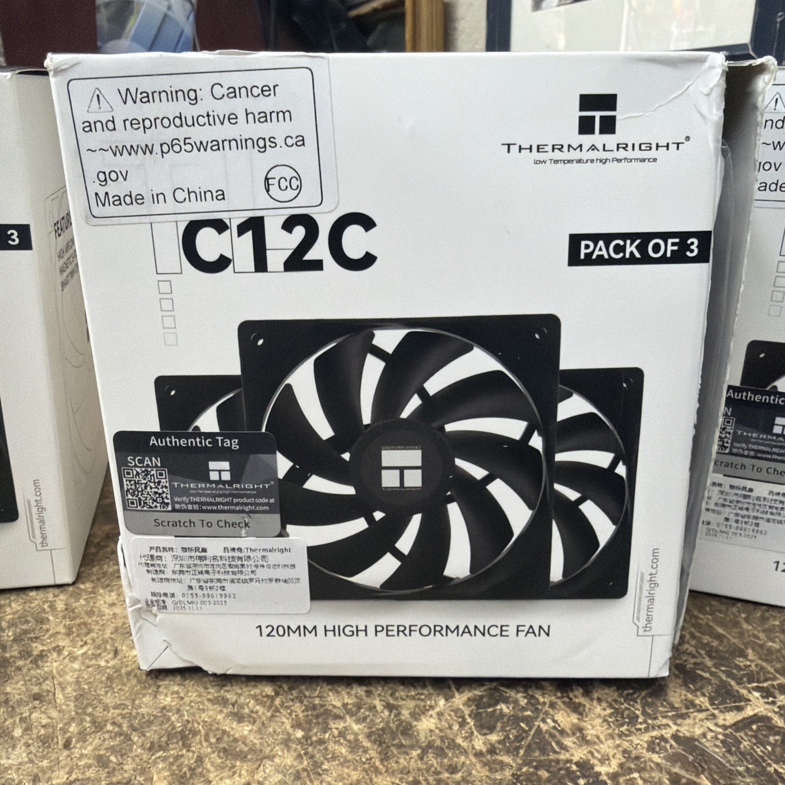 Thermalright TL-C12CX3 TL-C12C 3x 120mm Cooler Fan 4-Pin PWM SFDB 1550rpm Black