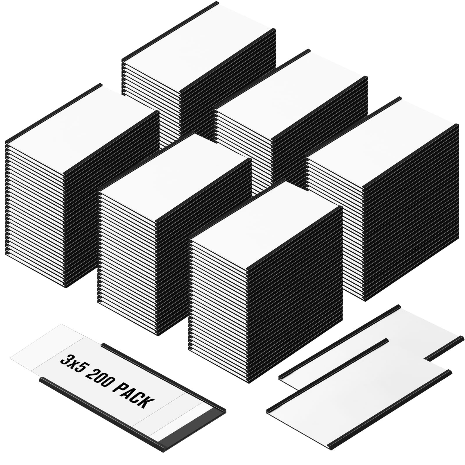 200 Pieces C Channel Magnetic Label Holders Set 3 x 5 Inch Magnet Shelf Label...