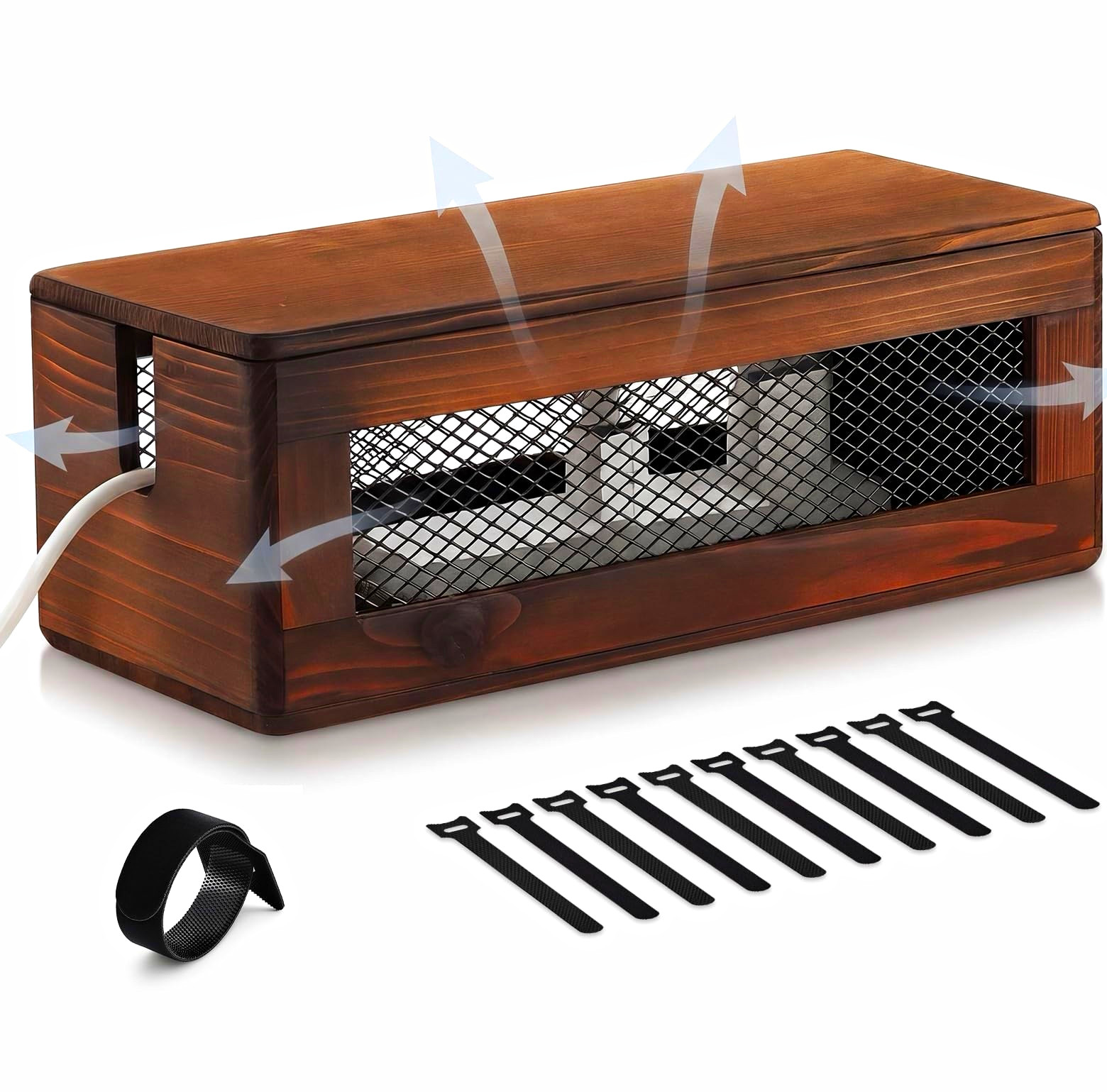 Chunful Extra Large Cable Management Box, 16'' Wood Cord Hider 15.7x6x6.7"