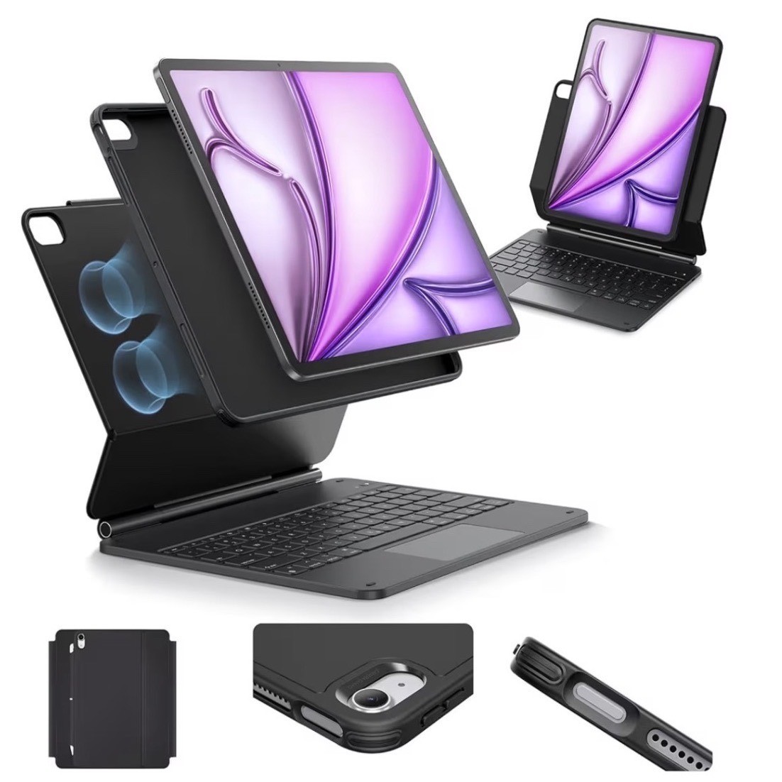 ESR iPad Air 13 Inch Keyboard Case Rebound 360 Magnetic Stand Trackpad Black