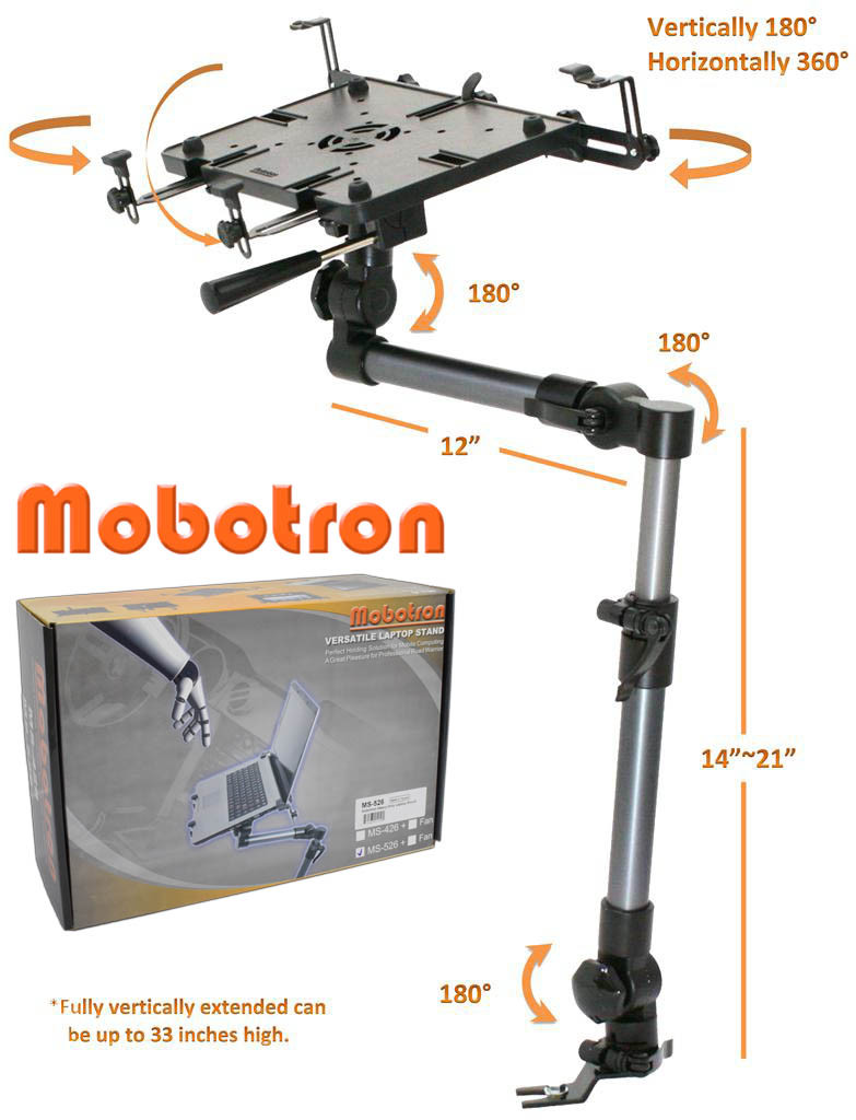 Mobotron Heavy-Duty Vehicle Laptop Mount, Hold 10"-17" Laptop, Tablet (MS-526)