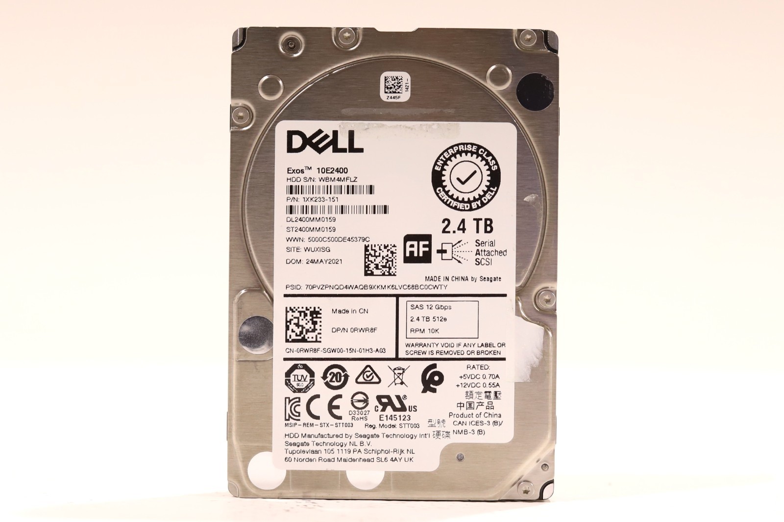 Dell ST2400MM0159 2.4TB 2.5" 12Gb/s 256MB 10K RPM SAS Drive P/N: 0RWR8F Tested