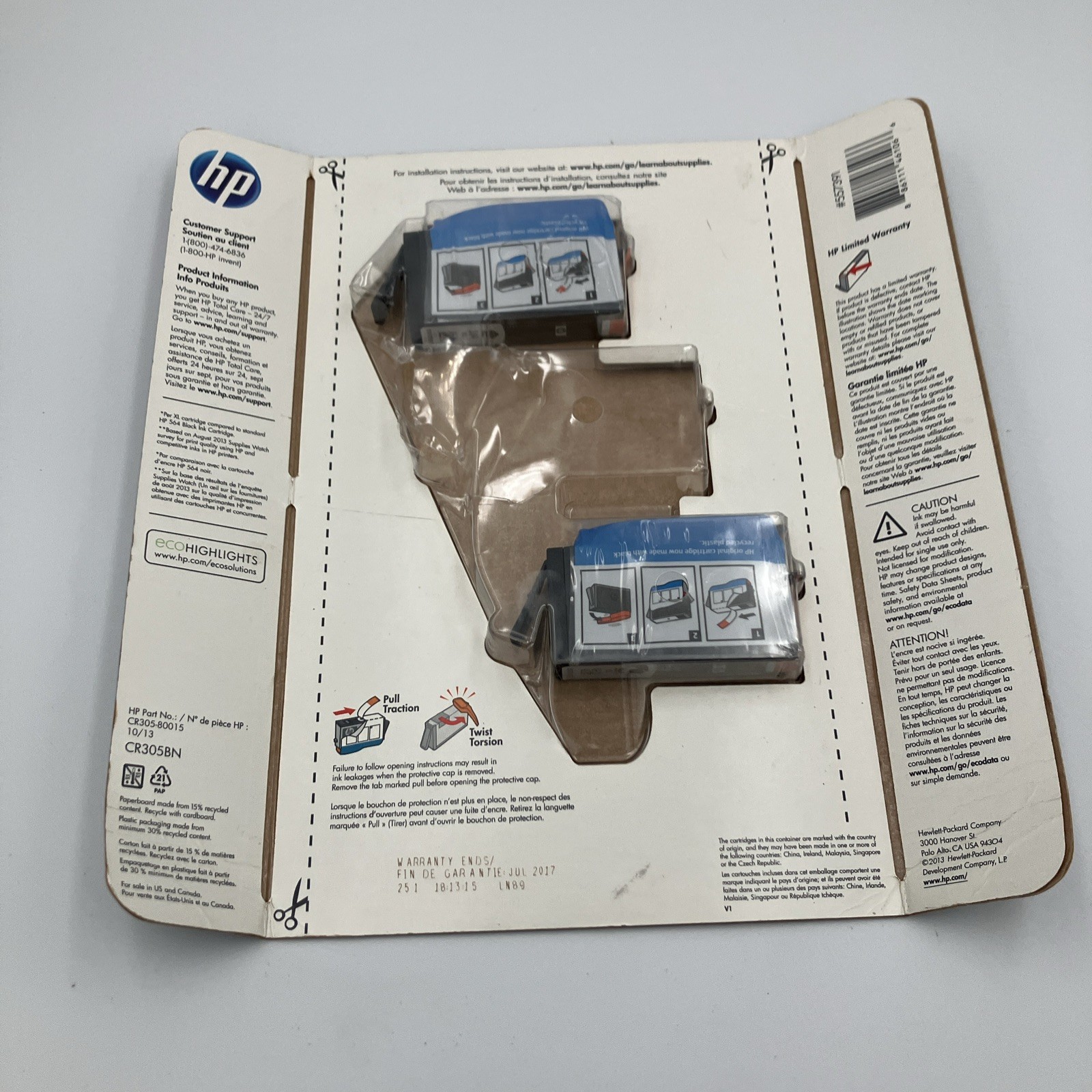 GENUINE OEM NEW HP 564XL (CN684WN) Black Ink Cartridge 2-Pack