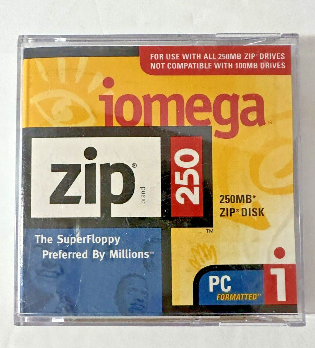 Super Floppy Iomega Zip Disk 250MB w/ Jewel Case PC Formatted Genuine