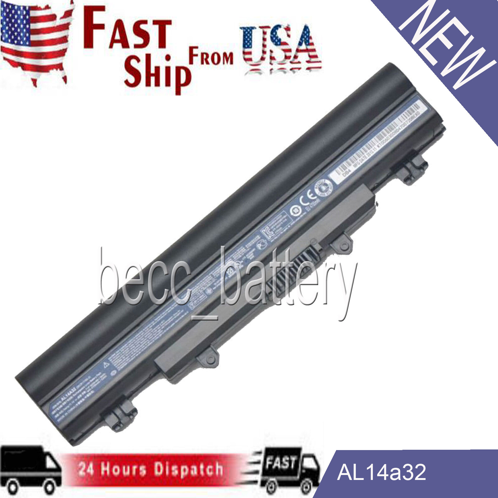 11.1V 5000mAh AL14A32 battery for Acer Aspire E5-572G E5-571G E15-551 V3-572G