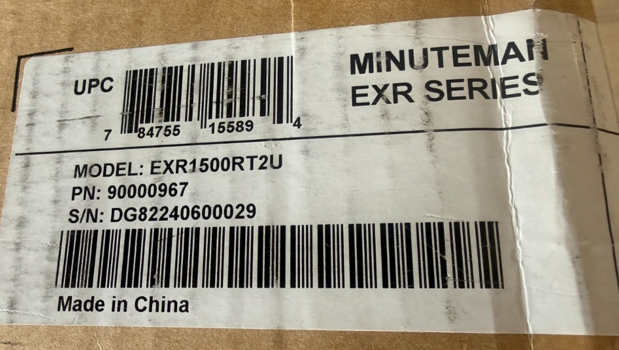 Minuteman EXR1500RT2U EXR Series Line Interactive UPS