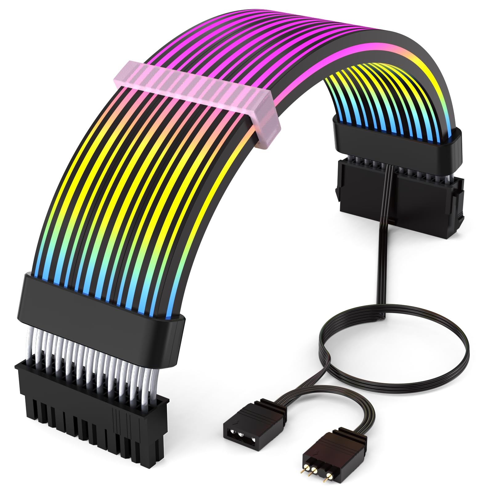 Sirlyr 24 Pin RGB PSU Cable Extension for PC Build, Black Style