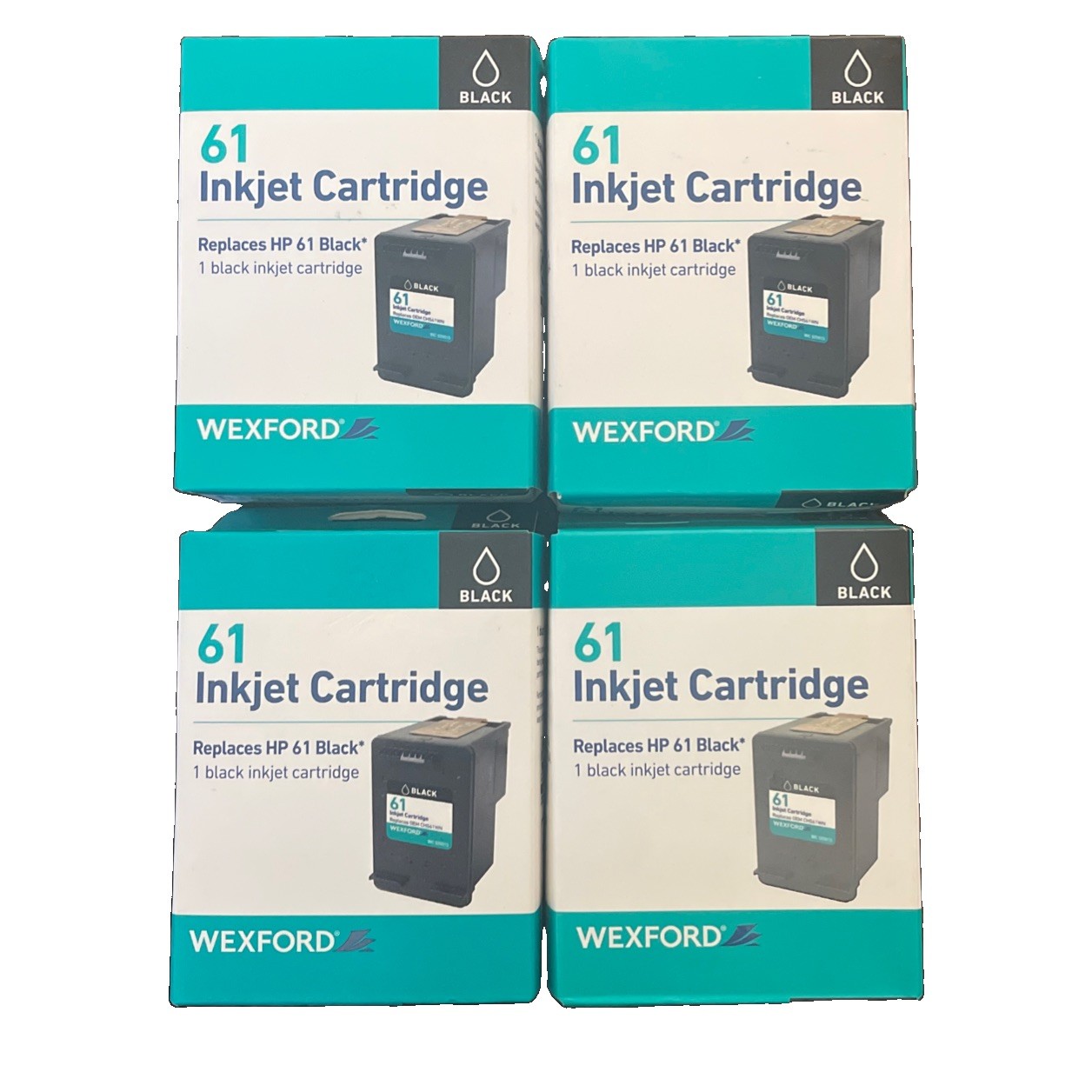 4 New Boxes Wexford Black 61 Inkjet Cartridge Replaces HP 61 Black. WIC 520015