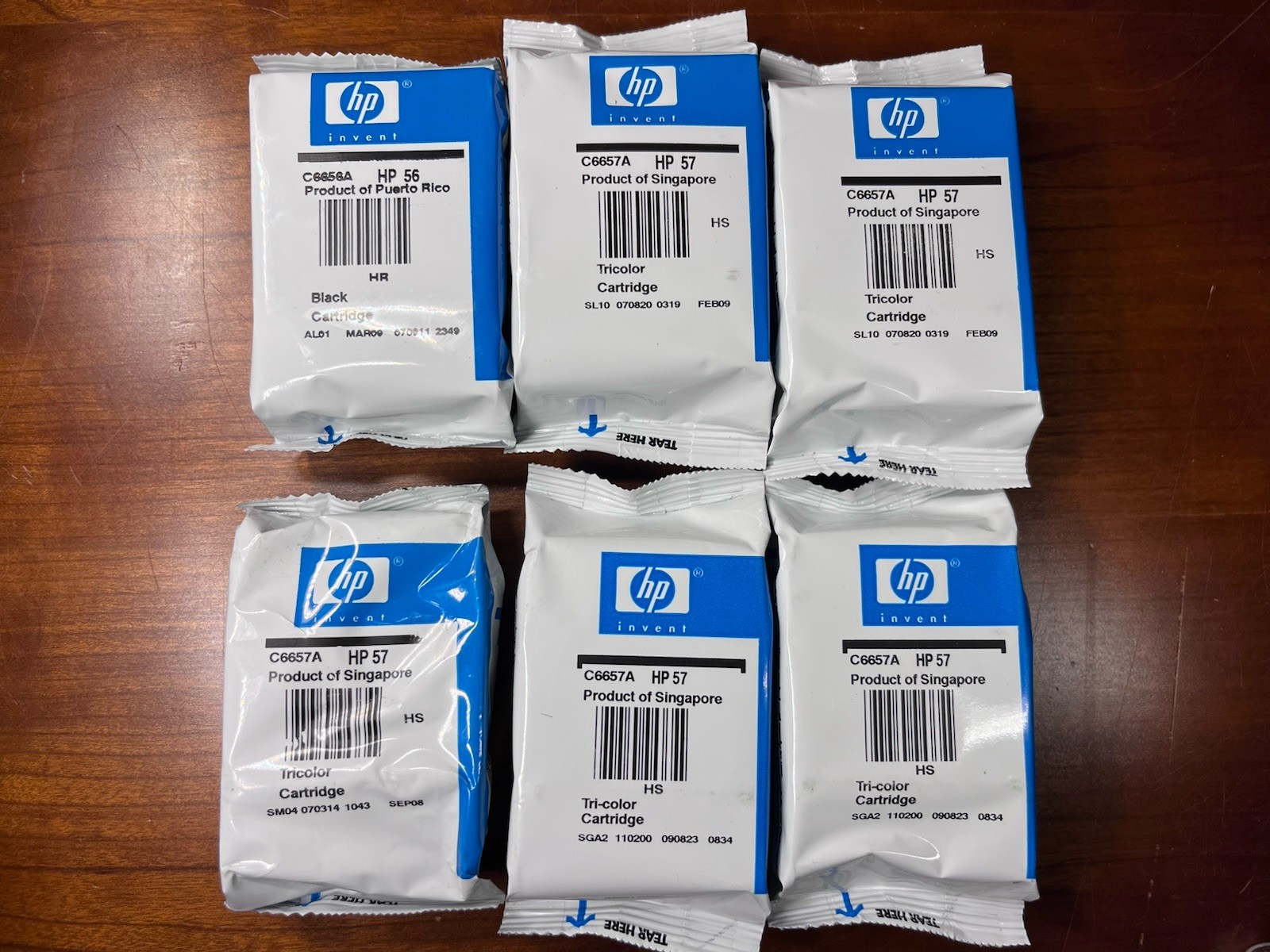 Lot 6 Genuine HP 56 57 C6656A C6657A 1 Black 5 Tri-Color Ink Cartridges Expired