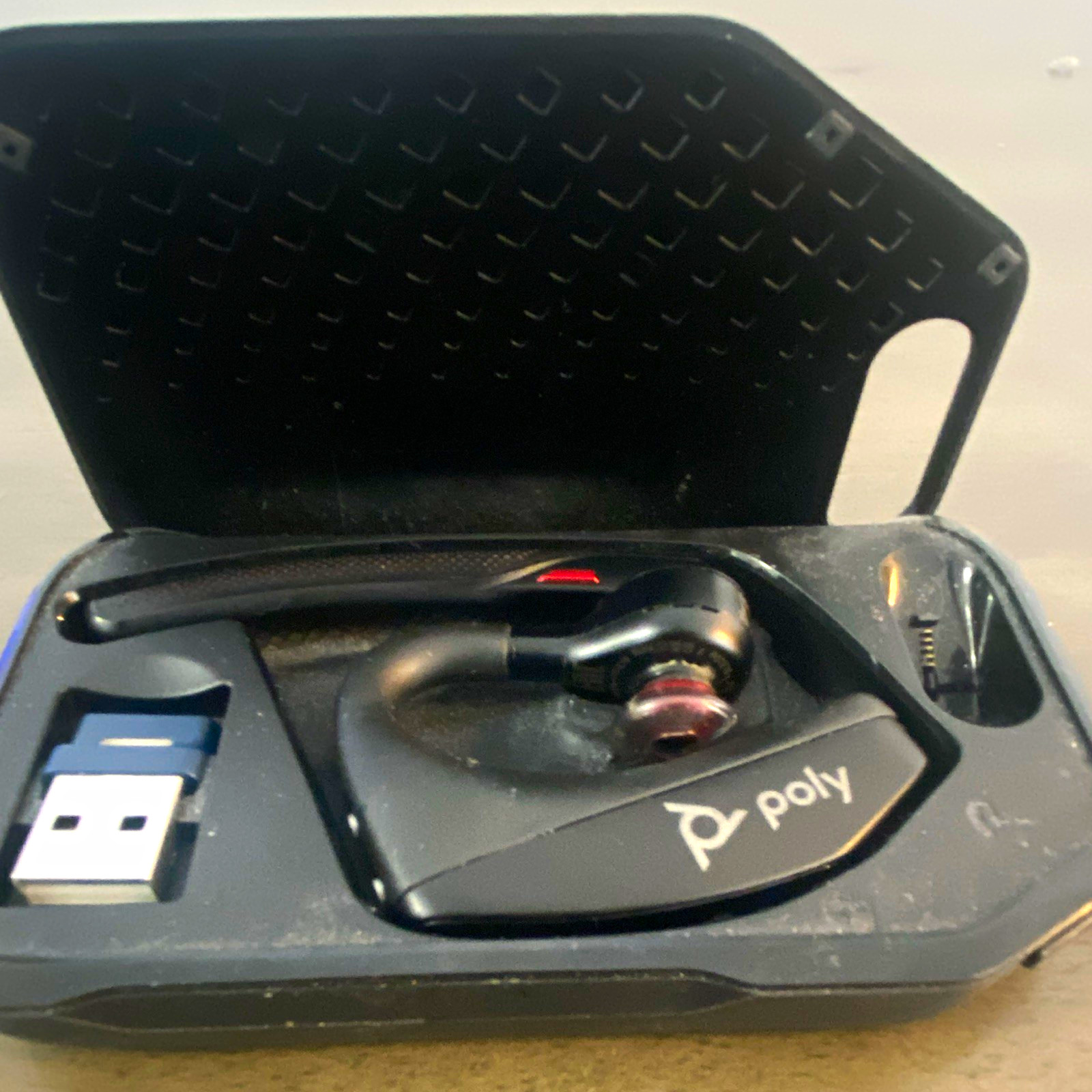 Poly Savi 8240 Wireless Ear-Hook Headset, Boom Mic, Charging Case, USB