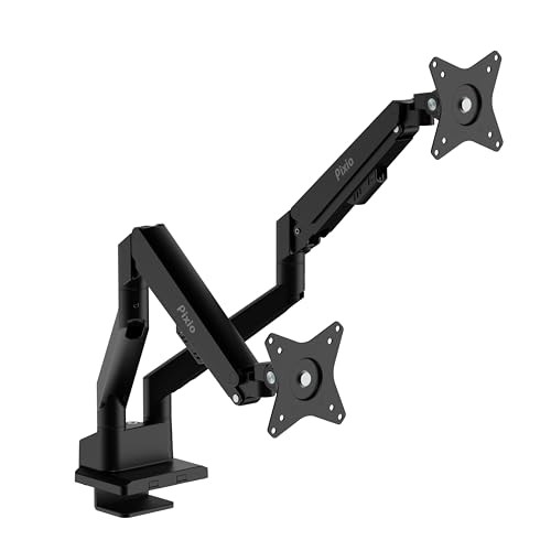 Pixio Wave Black Dual Monitor Arm PS1D Desk Mount Holds up to 32 in monitors