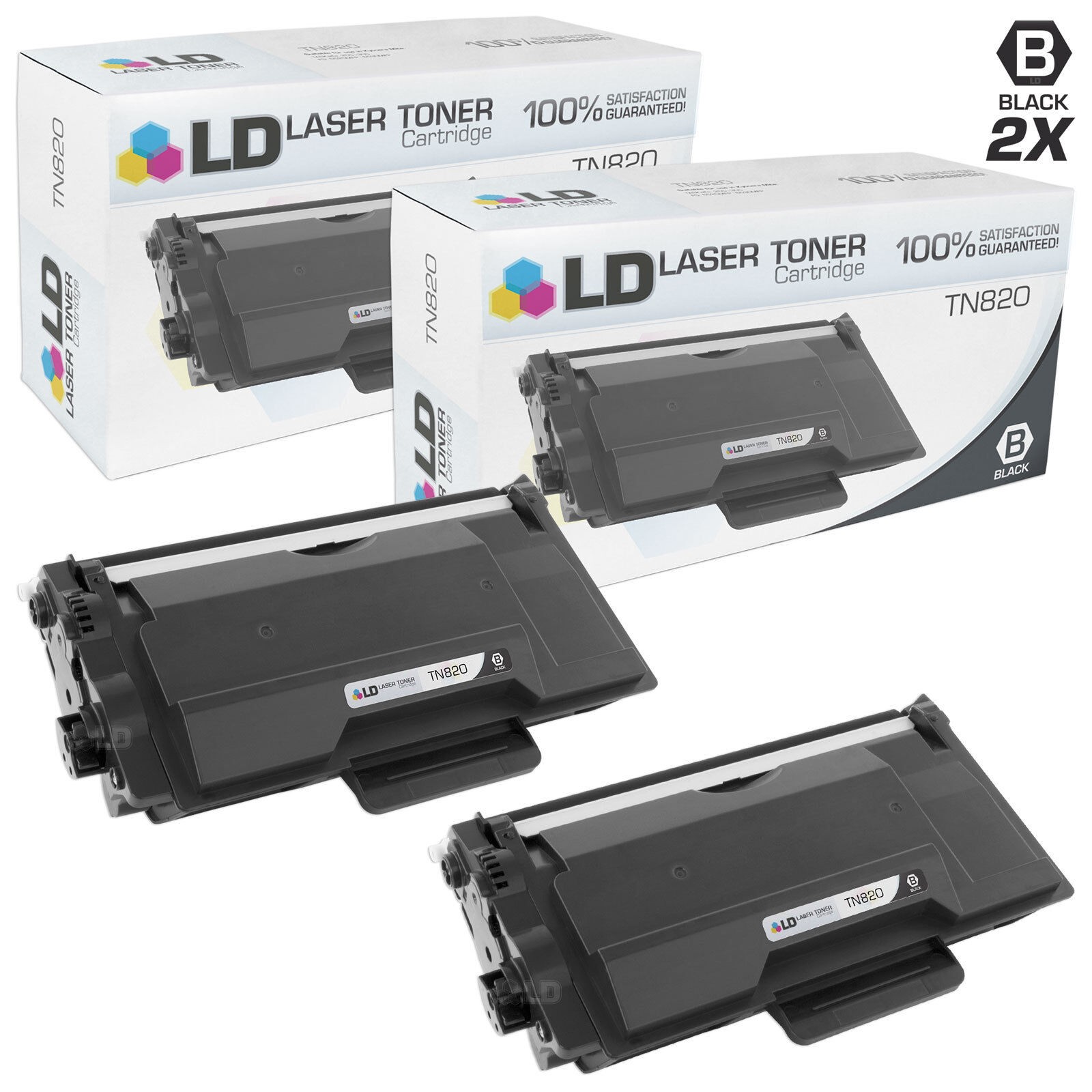 LD Compatible Brother TN820 Set of 2 Black Toner DCP-L5500D DCP-L5600DN HL-L6250