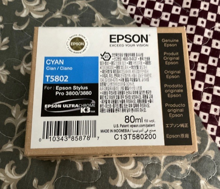 12/2022 NIB Genuine Epson Pro 3800 3880 Cyan K3 Ink T5802 T580200