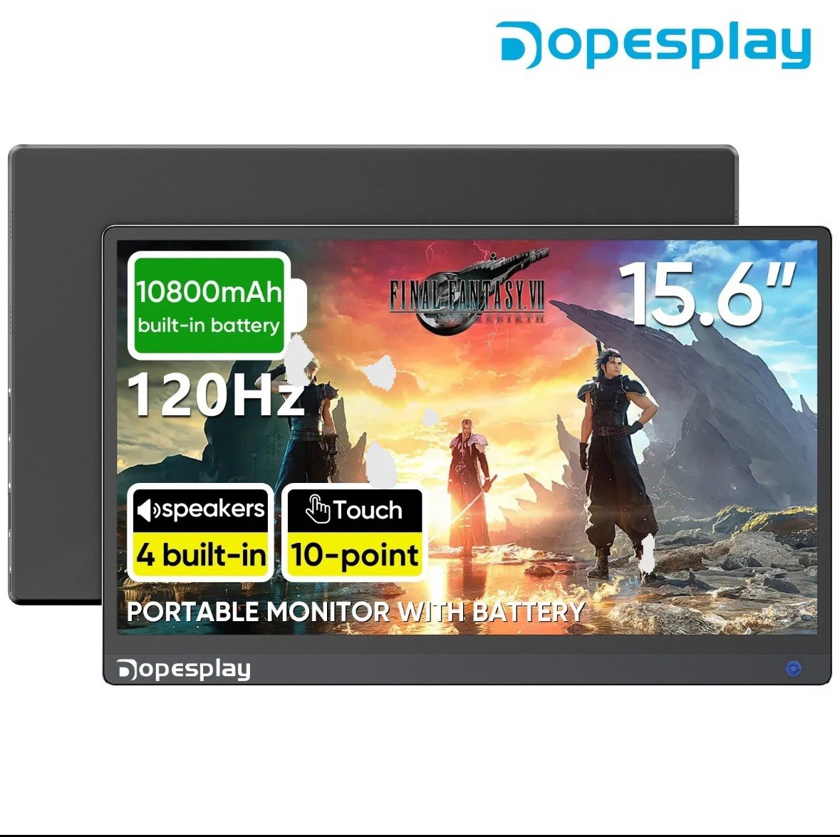 Used | 120Hz 15.6" Portable Monitor Touch Screen IPS 1080P FHD 5000mAh Dopesplay
