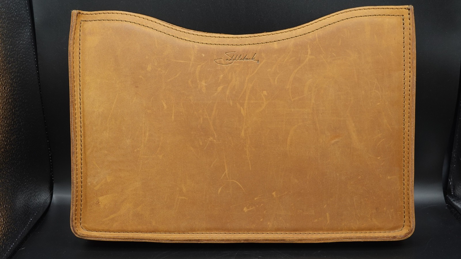 Vintage Saddleback Leather Tobacco Macbook Laptop Sleeve Horizontal