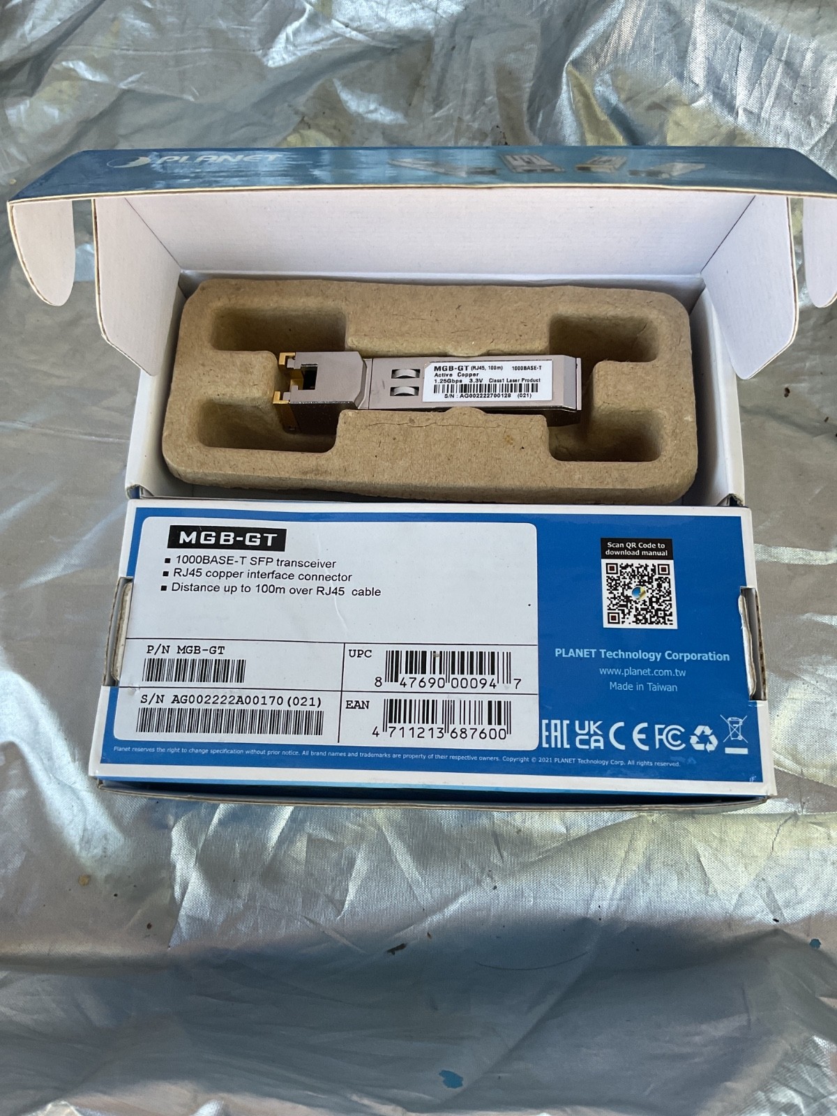 Planet Technology MGB-GT compatible 1000Mbps GE SFP-TX copper 100m RJ45 cable
