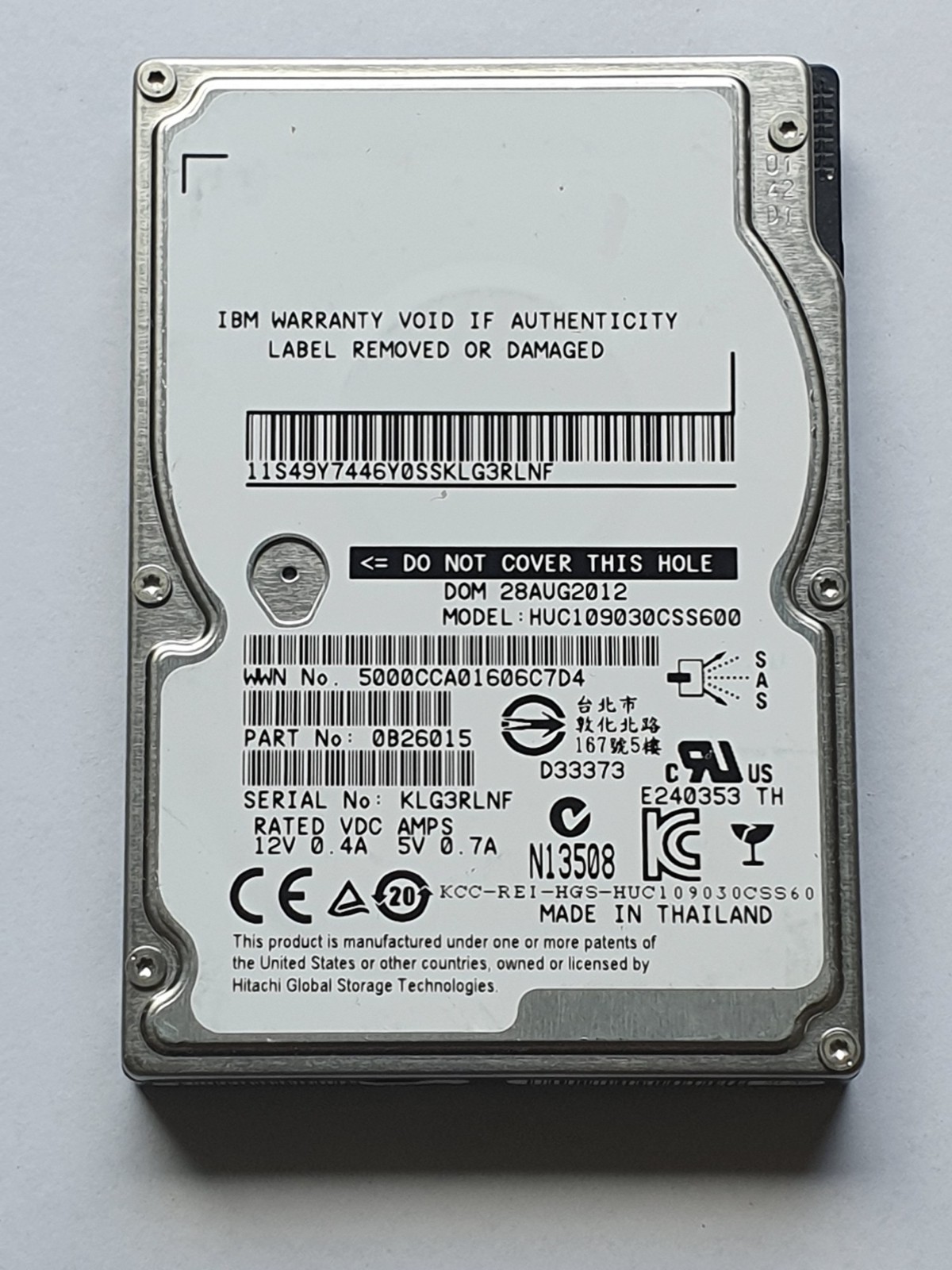 300GB SAS IBM Hitachi HUC109030CSS600 10000rpm 6Gb/s 64MB HDD 2.5" Internal